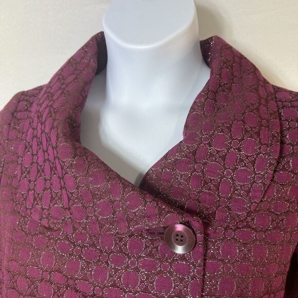 Isaac Mizrahi Purple & Metallic Coat Jacket Jackie Kennedy Vibes Size 10 READ - Picture 4 of 14